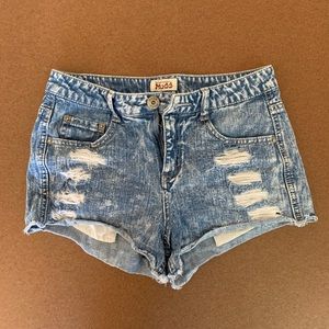 Mudd High Waisted Acid Wash Jean Shorts